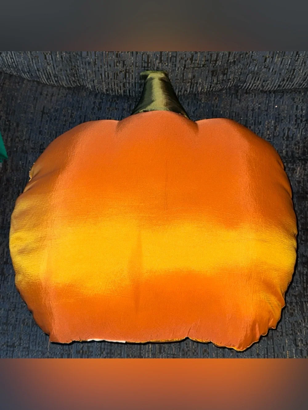 Orange Sequin Pumpkin Holiday Pillow - Happy Halloween 18” x 18”